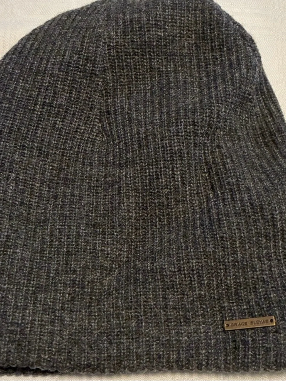 Grace Eleyae Women’s Slap Hat Satin inside Ribbed Knit Beanie - Charcoal Gray